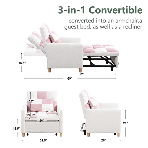 ODUWA Convertible Chair Bed 3-in-1 Sleeper Sofa with Pillow U873621