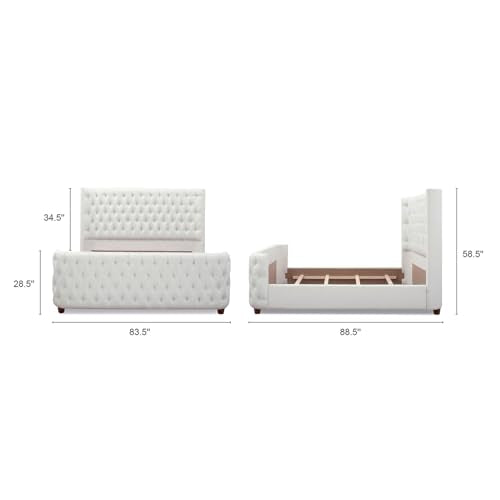 Jennifer Taylor Home Brooklyn King Tufted Panel Bed Headboard and Footboard Set, Opal Grey Velvet Q335
