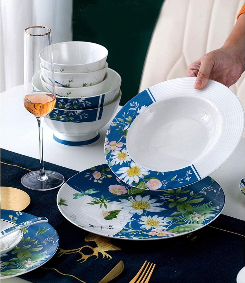 Luxury 56-Piece Ceramic Bone China Dinnerware Set for 10 V68238