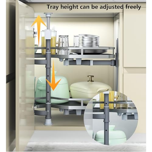Spice Rack 2-Tier Grey Left Hand Corner Pull Out Shelf L761