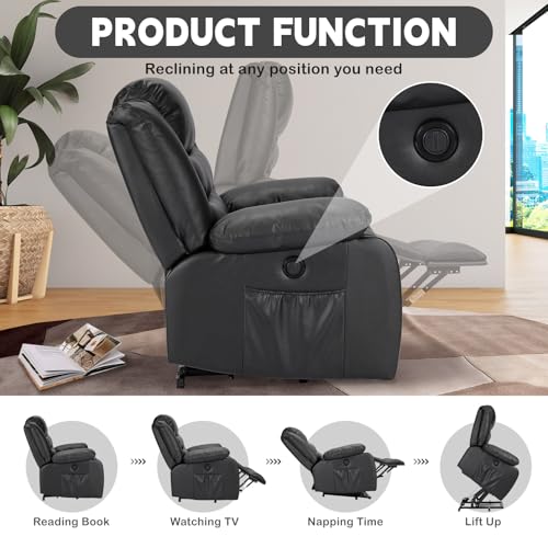 Power Lift Recliner Chair for Elderly with Massage and Heating, Brown U5395