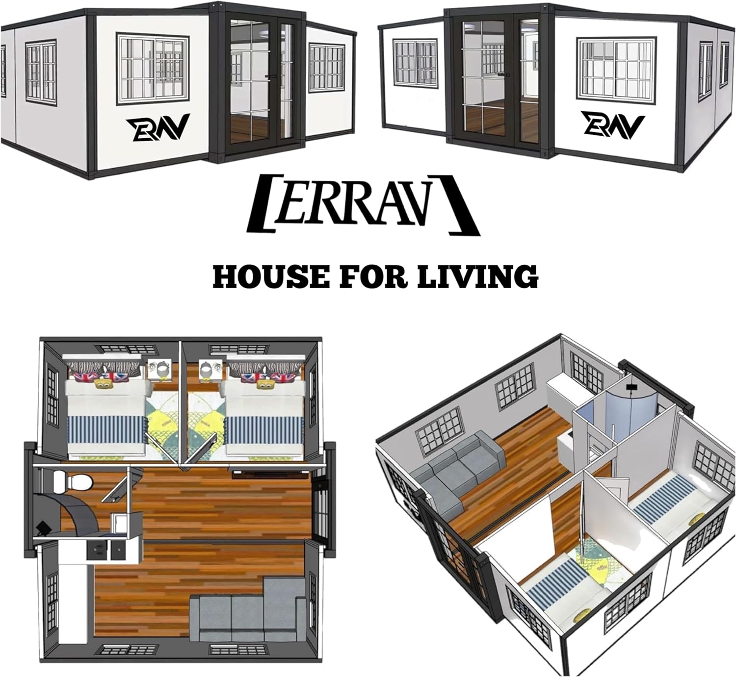 Modular Guest House 19 x 20 FT Foldable Portable Tiny Home P398