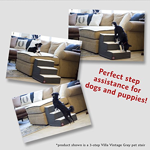 Majestic Pet 3 Step Suede Portable Dog Stairs for Small Dogs, Chocolate Brown L498650