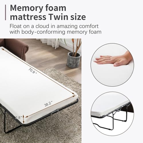 Pull Out Sofa Bed Couch with Twin Memory Foam Mattress, Gray S15049