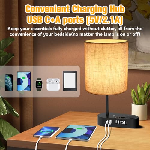 4-in-1 Touch Control Bedside Lamp with Bluetooth Speaker, Digital Clock, and USB Charging I301992