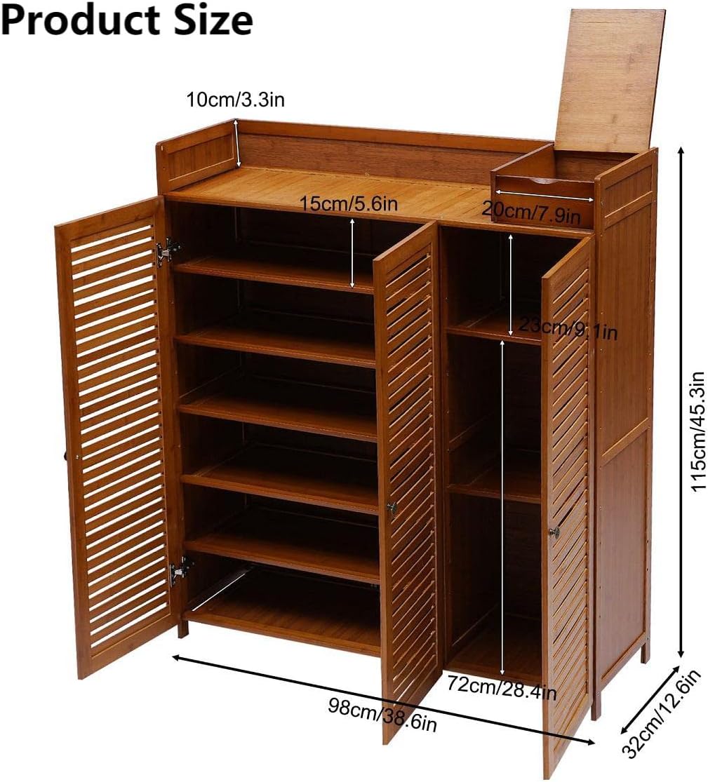 Gdrasuya10 Bamboo 7-Tier Shoe Storage Cabinet with Doors F30101