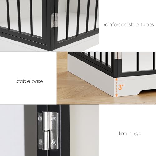 Wooden Dog Crate Furniture with Double Doors and Storage Cabinet for Small Medium Dogs, White H121