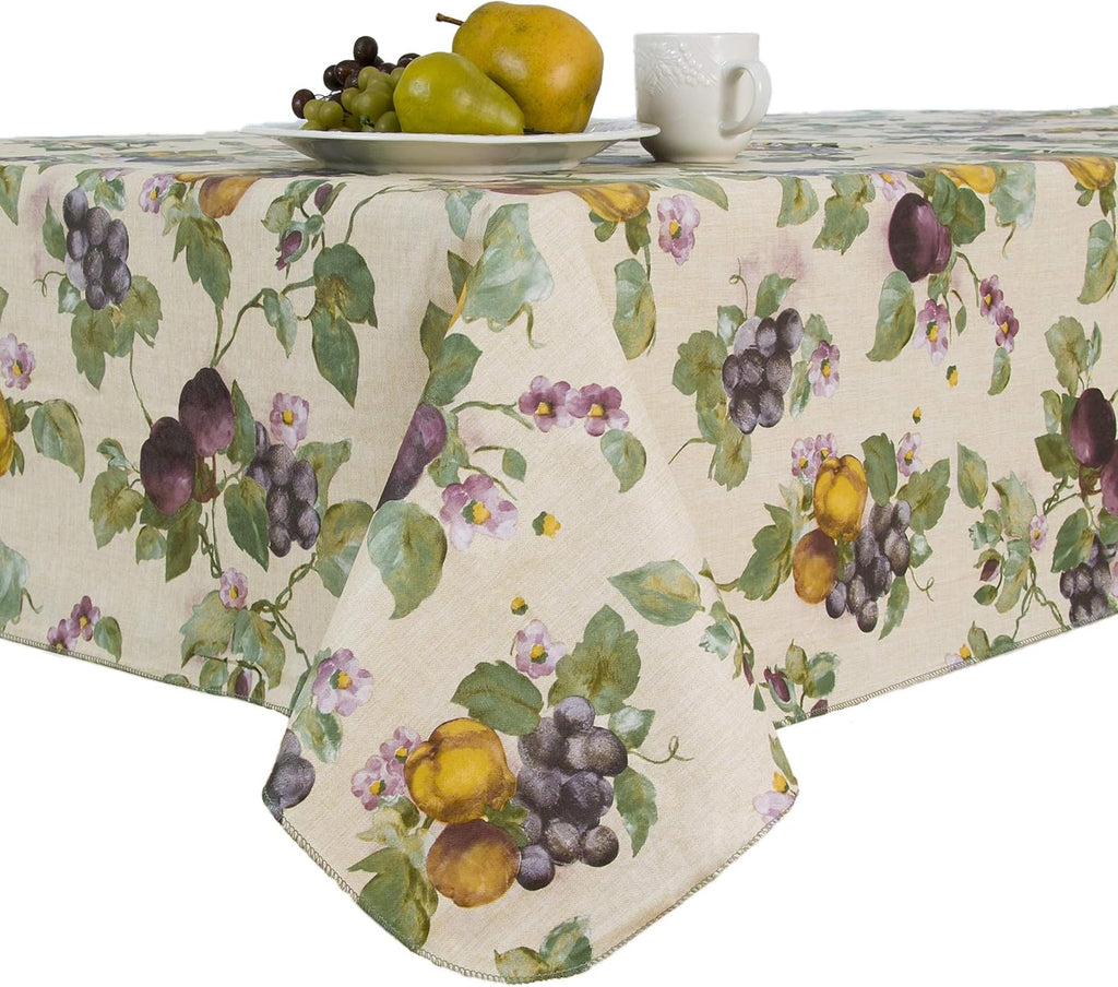 Elrene Home Fashions Fresco Fruit Stain Resistant Vinyl Tablecloth, 60 x 120 in, Jewel Z9452