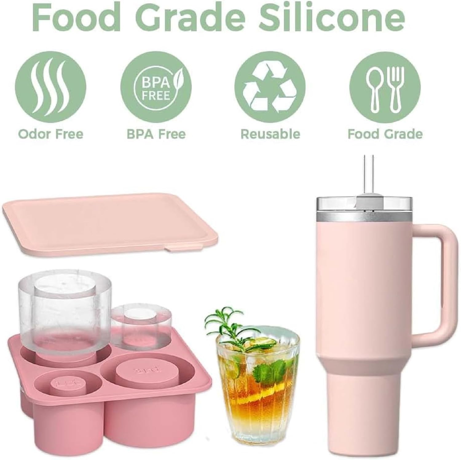 Silicone Ice Cube Tray with Lid for 40 oz Tumbler O6363