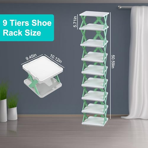 iMounTEK Shoe Rack Organizer 9-Tier Narrow Entryway Plastic Vertical Shoe Shelf D11217
