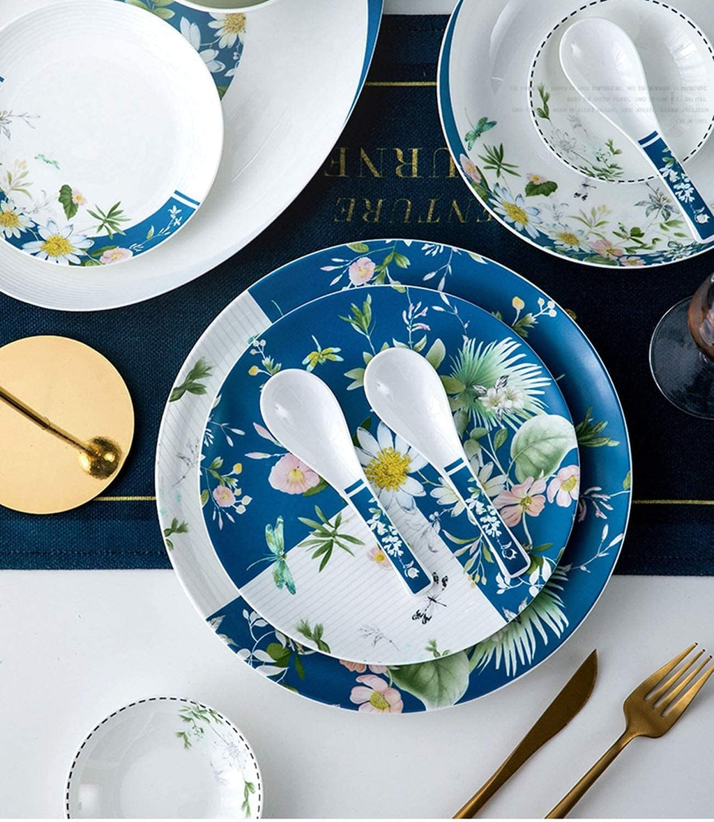 Luxury 56-Piece Ceramic Bone China Dinnerware Set for 10 V68238