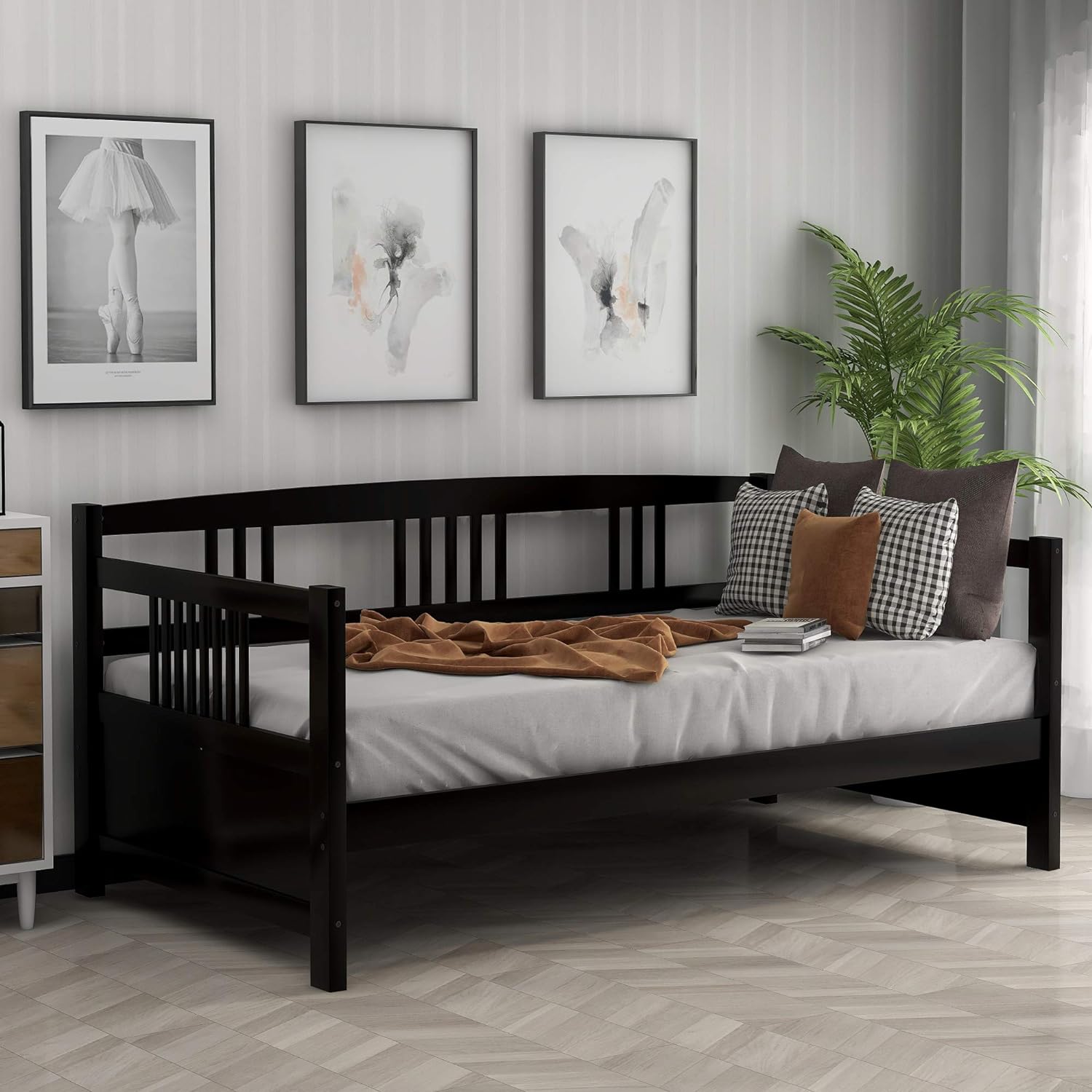 Modern Solid Wood Daybed Twin Size Espresso S26353