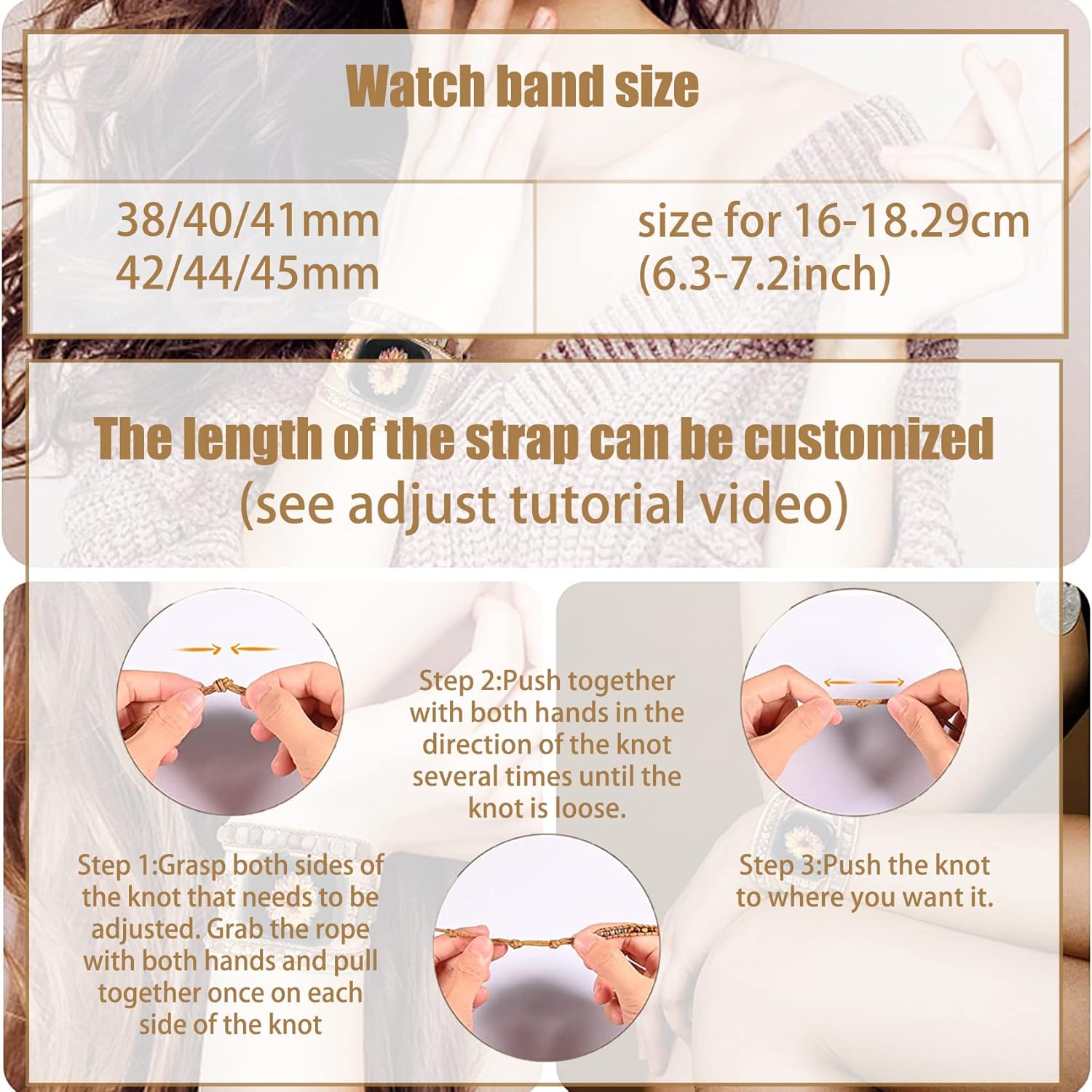 Handmade Beaded Boho Watch Band for Women, Compatible with Apple Watch 38-45mm X453884