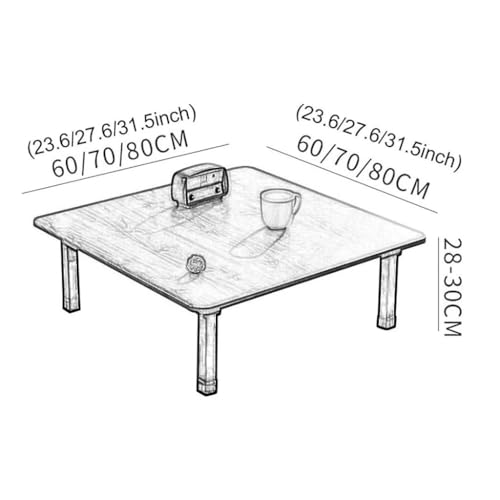 Japanese Style Square Folding Table Low Round Coffee Table for Tatami Room, Brown 70x70cm F555261
