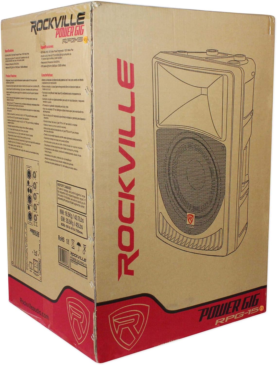 Rockville RPG15 15" Powered 2000W 2-Way DJ PA Speakers H510843