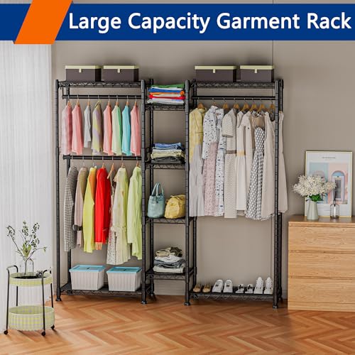 Heavy Duty Wire Garment Rack, Free Standing Metal Clothes Rack (Silver) B946151