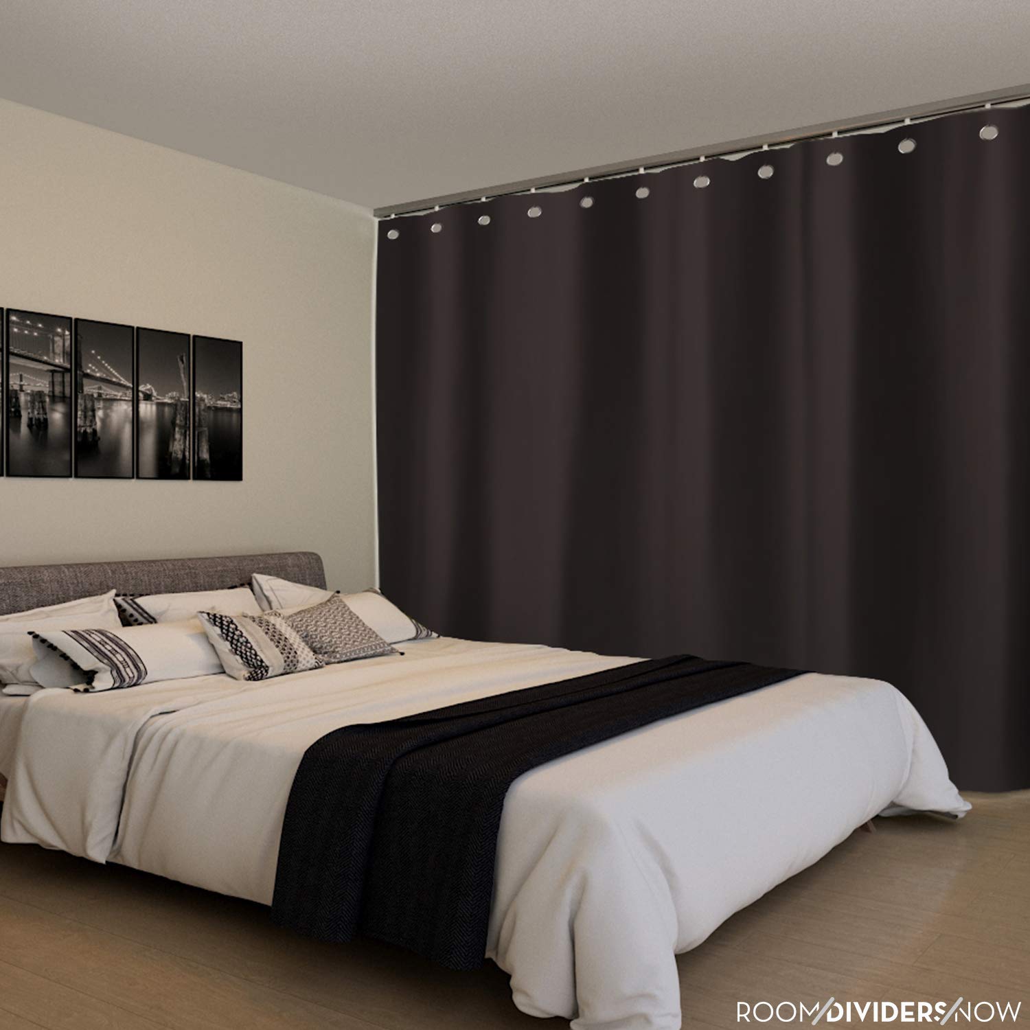 Ceiling Track Room Divider Kit - X-Large, 8ft Tall x 9ft-12ft Wide, Dark Chocolate Y8101
