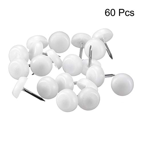 uxcell Furniture Feet Nail Plastic Glide Chair Table Leg Protector Pads 12mm White 60pcs A48483
