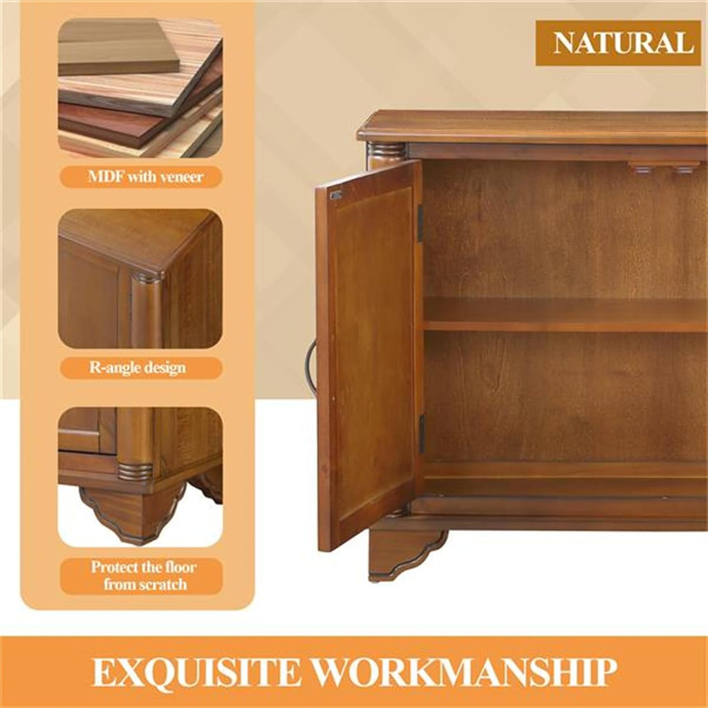 Vintage 40 Inch Console Table with Storage Rack, Natural Walnut J978030