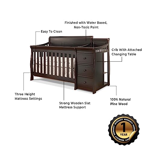 Sorelle Furniture Princeton Elite Crib and Changer with Solid Panel Back, White F515