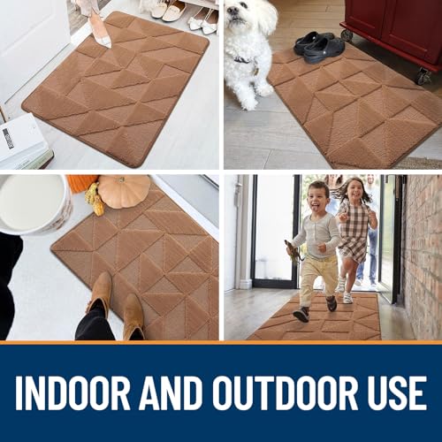 OLANLY Door Mats Indoor Non-Slip Absorbent Entrance Washable Mat, Black B717