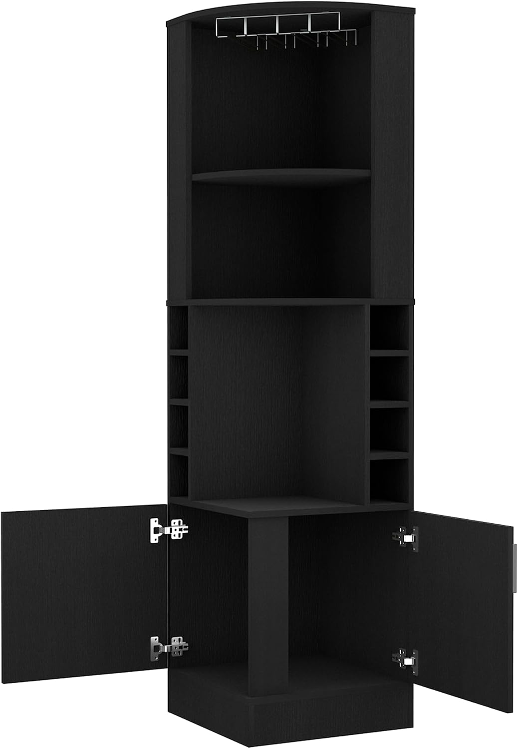 71 Inch Tall Corner Bar Wine Cabinet with Storage, Black Wengue Finish P837720