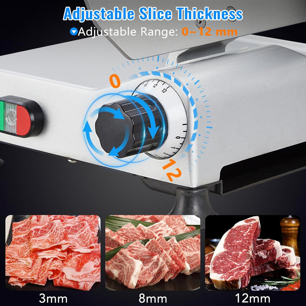 Electric Meat Slicer with 10" Stainless Steel Blade, Adjustable Thickness I2920
