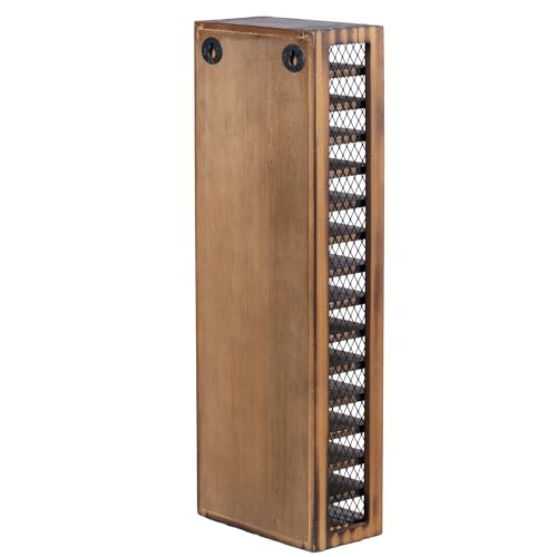 Cassette Tape Storage Rack Tower, 16-Slot Rustic Burnt Wood Q5509
