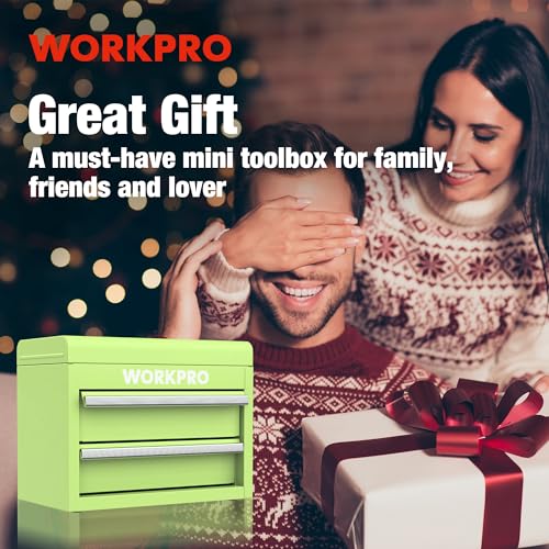 WORKPRO Mini Metal Tool Box with 2 Drawers and Top Storage V906802