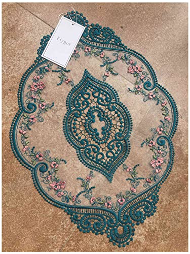 2 Pack 12x18-in Retro Lace Placemats, French Crochet Doilies, Black N318