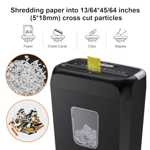 Bonsaii 6-Sheet Crosscut Paper Shredder with Wastebasket P220646
