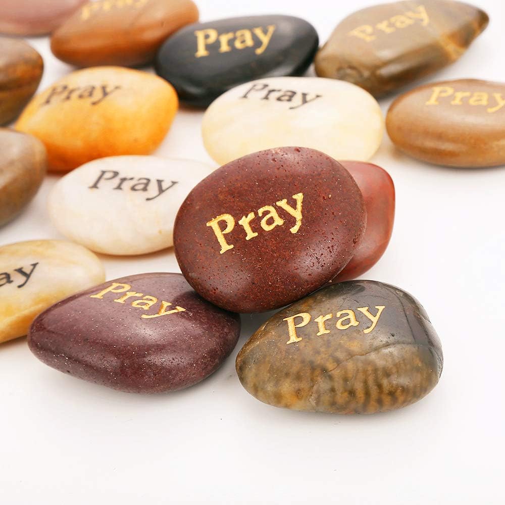 Pray Stones Engraved Rocks Inspirational Gifts Bulk 2"-3" H518