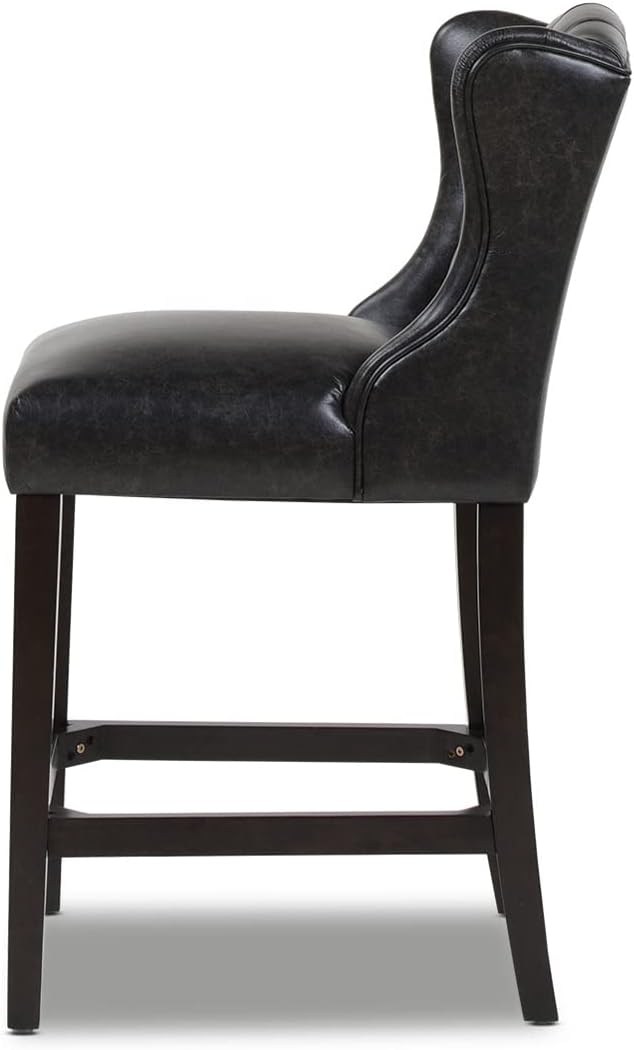 Jennifer Taylor Home Richmond 26" Armless Wingback Tufted Counter Height Bar Stool, Faux Leather W6950
