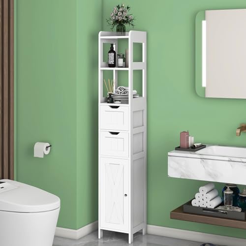 Bathroom Storage Cabinet with Door and Adjustable Shelf, White Q615