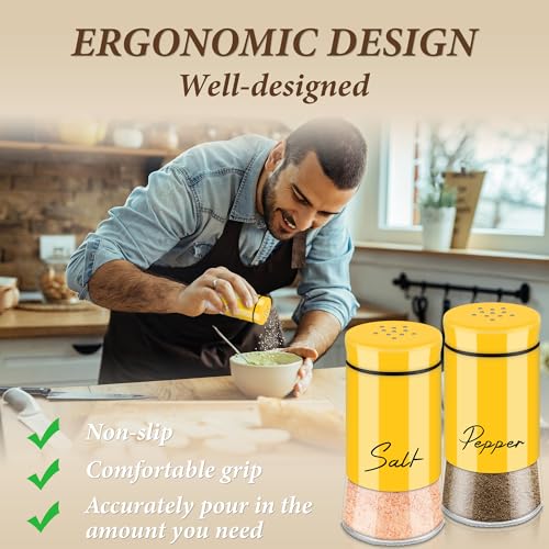 Gold Salt and Pepper Shakers Set, 5 oz Modern Farmhouse Kitchen Decor D859