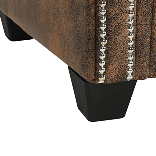 L-shaped Chesterfield Sectional Sofa Brown I496