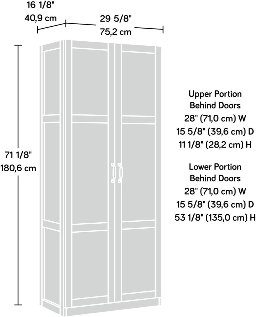 Dark Brown Tall 2 Door Pantry Cabinet Storage Cupboard P36629