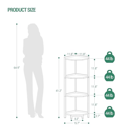 4-Tier White Gold Corner Bookshelf with Metal Frame R918