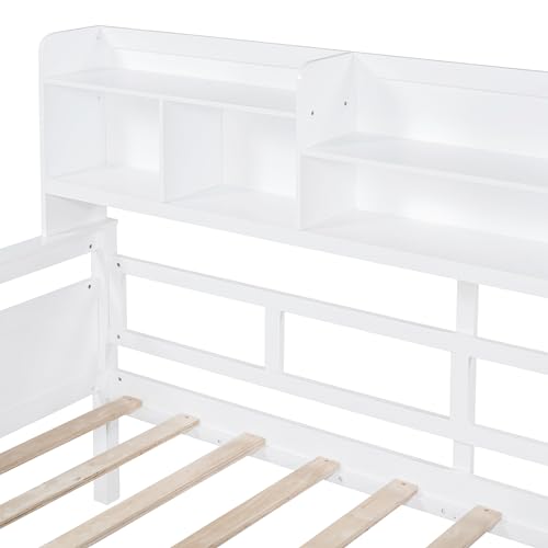 WADRI Twin Size Daybed with Bedside Shelf and 2 Storage Drawers, Wood Frame, Gray P301964