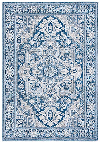 SAFAVIEH Belmont Collection Area Rug 5'5" x 7'7", Navy & Grey, Oriental Design P37588