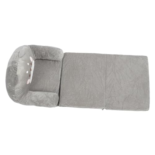 Generic Kids Fold Out Couch Soft Folding Sofa Grey N3836
