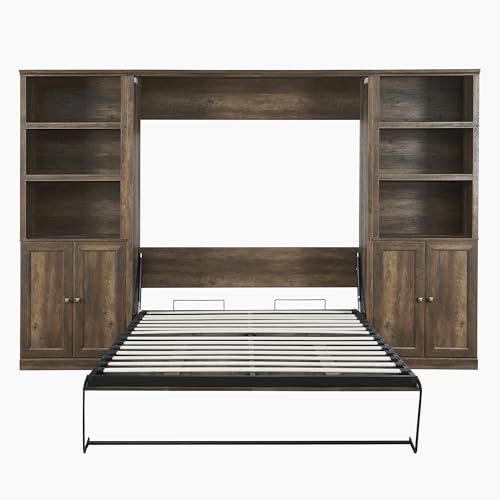 Modern Wooden Murphy Bed Queen - Folding Wall Bed for Guest Room, Study, Office P65985