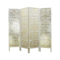 Room Divider Wood Screen - Scroll Antique Brown - 4 Panel Folding 72x80 - Wooden Hand Carved Floor Screen - Boho Decorative Functional Versatile Small Spaces Reversible Privacy Partition -COTTON CRAFT