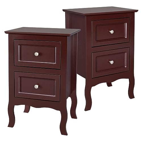 Gray Nightstand Set of 2, Farmhouse End Side Table with 2 Drawers, Bedside Furniture, Night Stand for Small Spaces, Bedside Table End Table, Modern Night Stand for Bedroom, Home Office, Dorm