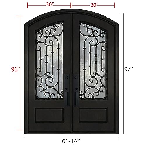 BGW 30X30X80 Left Inswing Matte Black Double Glazed Prehung Front Door H7166