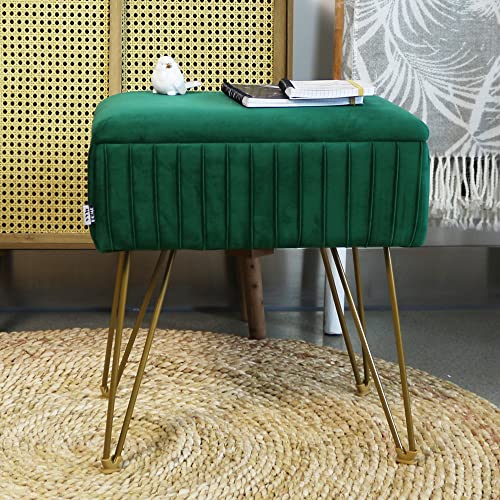 Velvet Vanity Stool with Back for Makeup (White) T465