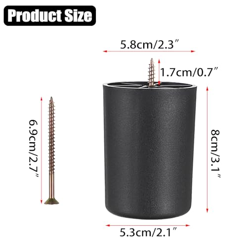 OwnMy 4PCS 3 Inch Plastic Furniture Legs Screw-in Replacement Kit K8056