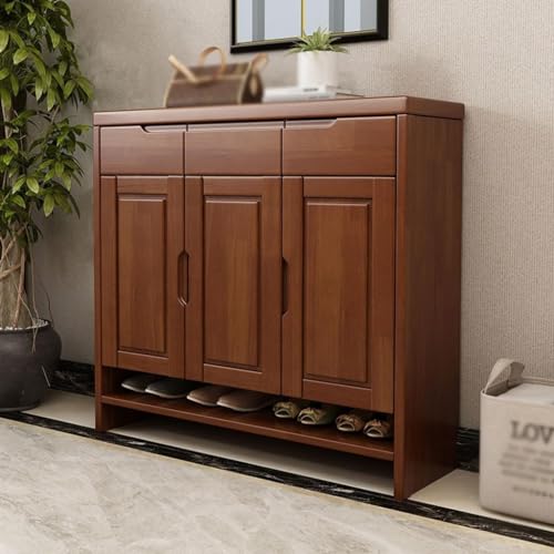 Solid Wood Shoe Storage Cabinet with 3 Drawers for Entryway V346