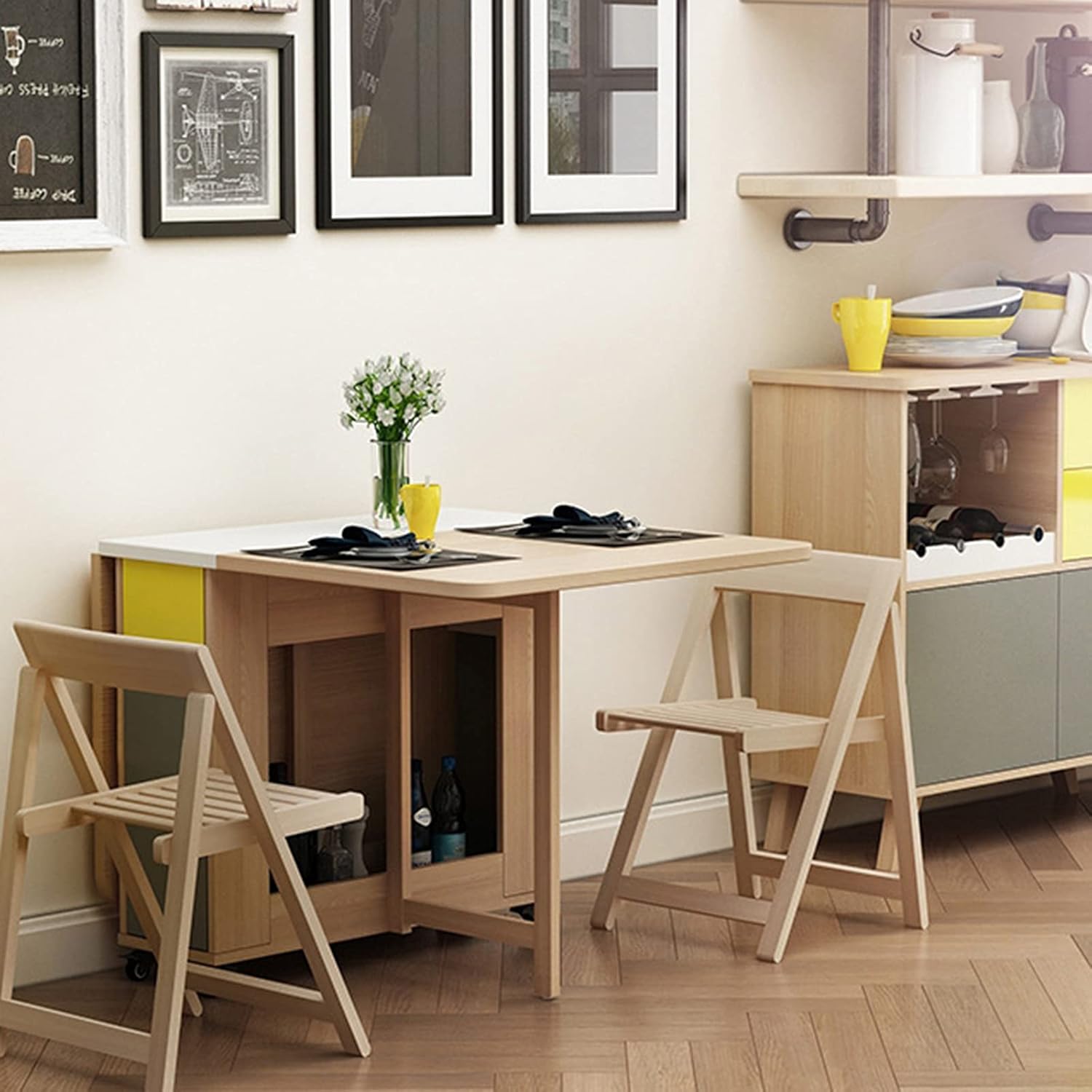 Extendable Solid Wood Drop Leaf Dining Table (1.2m) M79486