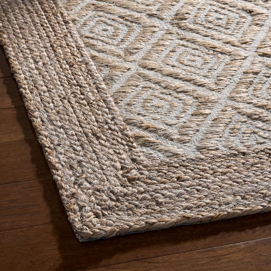 TOWN & COUNTRY TERRA Nalani Textured Diamond Hand-Knotted Jute Area Rug, Brown, 6'x9' Y381